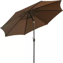 Outsunny Sodo skėtis Ø2,95 x 2,5 m sulankstomas skėtis, rinkos skėtis, rudos spalvos, 180/m² poliesteris, stabilus