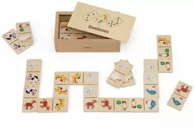 Viga Toys VIGA medinis domino 2in1 Gyvūnai ir skaičiai
