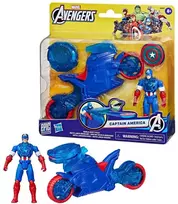 Hasbro AVENGERS Kapitono Amerikos skydus šaudantis motociklas, 10 cm