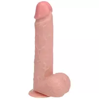 Realrock By Shots Vibruojantis ir besisukantis tiesus gaidys su kamuoliukais - 8 / 20,5 cm - Minkštimas