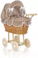 My Sweet Baby Lėlės pintas vežimėlis su ruda patalyne – natūralus