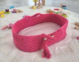 Lėlių nešynė boho stiliaus, medvilninė, fuksijos spalvos