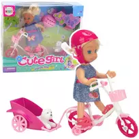 Lean Toys Žavingas rinkinys su lėle, dviračiu ir priekaba