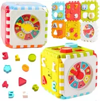 Lean Toys Edukacinis rūšiavimo kubas su skaičiais ir laikrodžiu