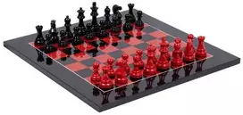 Italfama Medinis šachmatų rinkinys su vertingos medienos raudona/ juoda žaidimo lenta
