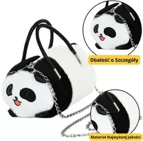 Lean Toys Pliušinė panda rankinė su metaline grandine, 20 cm