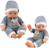 Lean Toys Lėlė kūdikis su pilka pižama ir kepuryte 24 cm