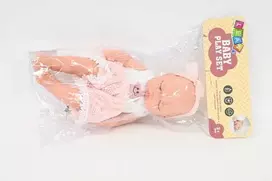 Lean Toys Lėlė kūdikis su rausva suknele ir lankeliu 24 cm