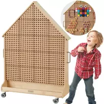 MASTERKIDZ medinė STEM lenta, laisvai stovinti, XXL dydžio, namo formos