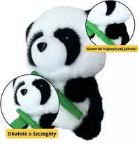 Lean Toys Pliušinis žaislas panda su bambuku 18 cm