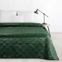 Eurofirany Dekoratyvinė lovatiesė 200x220 cm, žalia languota aksominė antklodė, lengvas lovos užtiesalas, modernus miegamojo dekoras, sofos užtiesalas Lovatiesė