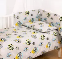 Multitex Kūdikių medvilninės patalynės komplektas 100x135 cm su apsaugėle, balionų motyvas, Oeko-Tex sertifikatas, minkšta ir švelni patalynė kūdikiams