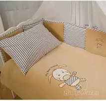 Multitex Kūdikio medvilninės patalynės komplektas 100x135 cm su dryželiais ir apsaugėle, Oeko-Tex sertifikatas, lovelės reikmenys, vaikiškas miego rinkinys