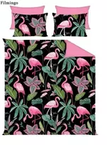 Patalynės komplektas Domoletti Flamingo, juoda/rožinė, 160 x 200 cm