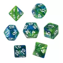 REBEL RPG Dice Set - Two Color - Mėlyna and Žalias