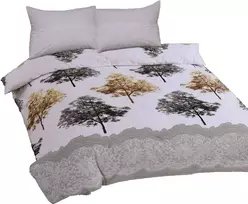 Multitex Medvilninės patalynės komplektas 160x200 cm, pilkas ir auksinis medžių raštas, Ranforce pynimas, 3 dalių rinkinys, OEKO-TEX sertifikatas, miegamojo tekstilė