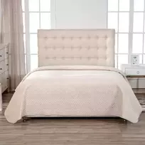Matex Dekoratyvinis pledas 220x200 cm, Filadelfijos stiliaus lovatiesė, švelnus geometrinis raštas, smėlio spalvos miegamojo dekoras, dygsniuotas lovos užtiesalas, modernus pledas