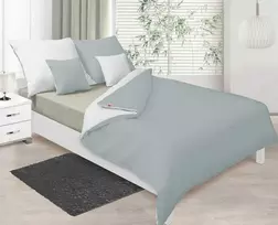 Multitex Medvilninio satino patalynės komplektas, 160x200 cm antklodės užvalkalas, 70x80 cm pagalvių užvalkalai, 3 dalių rinkinys, balta ir sidabrinė, Oeko-Tex sertifikatas, prabangi patalynė miegamajam
