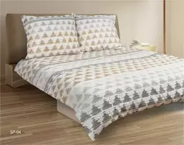 Patalynės komplektas Matex Patalynė satynowa 160x200 04A Premium balta pilka juoda smėlio sp. mix trójkąty