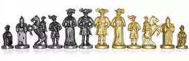Italfama LANDSKNECHT: metalinės šachmatų figūros. Aukštis 8,7cm., diametras: 3,2cm.
