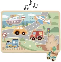 Tooky Toys TOOKY TOY medinė interaktyvi dėlionė Transporto priemonės