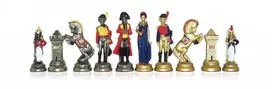 Italfama NAPOLEONAS: didelės metalinės šachmatų figūros. Aukštis: 10cm., diametras: 3,2cm.
