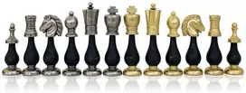 Italfama Metalinės ir dekoruotos medienos šachmatų figūros. Aukštis: 10,2cm., diametras: 2,8cm.