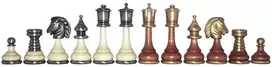 Italfama Žalvarinės/medinės šachmatų figūros. Aukštis: 9cm., diametras: 3,2cm.
