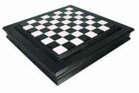 Italfama Juoda vertingos medienos šachmatų lenta su marmuro viršumi. 50x50cm., kvadratas: 4,5cm.