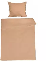 Multitex Medvilnės satino patalynės komplektas su apvadu, 140x200 cm antklodės užvalkalas ir 70x80 cm pagalvės užvalkalas, vientisa smėlio spalva, 130 g/m² svoris, elegantiška miegamojo tekstilė