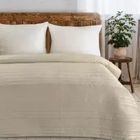 Eurofirany Smėlio spalvos dekoratyvinis užtiesalas, dygsniuota lovatiesė, 170x210 cm poliesterio užtiesalas, miegamojo dekoras, minkštas lovos užvalkalas, pledas Lovatiesė