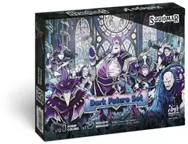 „Vallejo“ – žaidimo spalvų rinkinys / 12 spalvų + figūrėlė – „Dark Future“, gamintojas „Squidmar Miniatures“, 18 ml