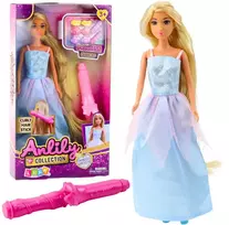 Lean Toys Lėlė Anlily su mėlyna suknele ir plaukų aksesuarais