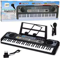 Lean Toys Elektroninis sintezatorius su mikrofonu ir muzikos stovu, 61 klavišas