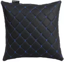 Automobilio pagalvė EVAtech ECO 30x30 cm - juoda / mėlynos siūlės
