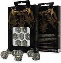 Q Workshop Žaidimų Kauliukų Rinkinys - Dracopolis Scandinavian Blackfang 7 Kauliukai Smėlio Spalvos