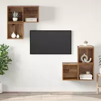 TV staliukas TV spintelių komplektas 4 pcs Senovinis medis Apdirbta mediena