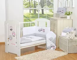 My Sweet Baby Kūdikio patalynės komplektas pilkas su pelėdžiukais 135x100 cm, 3 dalių