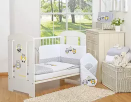 My Sweet Baby Kūdikio patalynės komplektas pilkas su pelėdžiukais 120x90 cm, 3 dalių