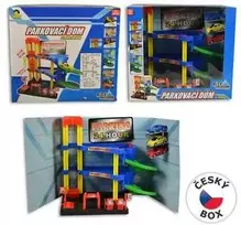 MaDe 95579 - Garažas, 29 cm + 3 automobiliai, spalvingas