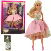 Lean Toys Lėlė Anlily su Elegantiška Suknele ir Auksiniais Aksesuarais