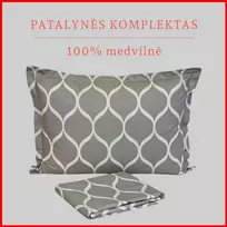 100 proc. medvilnės patalynės komplektas - Antklodės užvalkalas 160x200 cm. + pagalvės užvalkalas 50x70 cm. (1 vnt.)