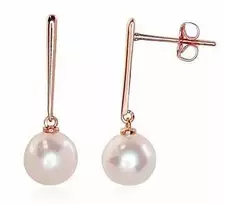 Auksiniai auskarai vinukai, Raudonas Auksas, Perlai - 1.13 g. - 19 mm.