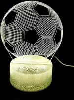 Evermore Enterprise Zhejiang Futbolo naktinė lempa – 3 spalvos, USB/AAA, puiki dovana vaikams