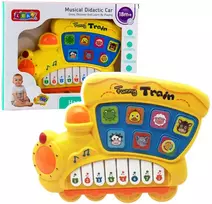 Lean Toys Muzikinis žaislas vaikams – geltonas lokomotyvas su pianinu