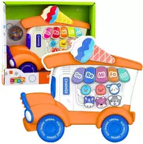 Lean Toys Vaikiškas edukacinis pianinas – Ledų kioskelis, oranžinis