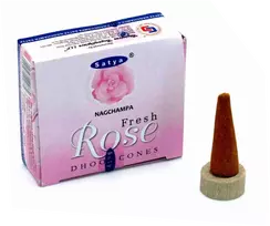 Kvepiančių Smilkalų Koniukas - Satya Fresh Rose 12 Koniukų su Laikikliu