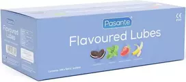 Pasante Healthcare CREAM Pasante Flavor Lubricants 144x5ml Box - Mint, Banana, Strawberry, Cookie & Kreminis