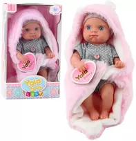 Lean Toys Lėlė su Rožine Antklode ir Triušio Ausimis, 23 cm