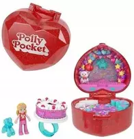 Mattel Polly Pocket kompaktiškas gimtadienio rinkinys su žiedu ir torto figūrėle